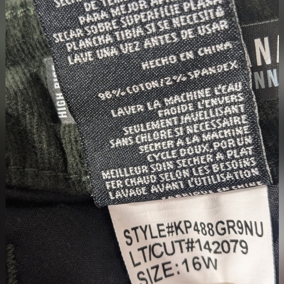 KUT FROM THE KLOTH High Rise Diana Fab Ab Skinny Green Corduroy Pant Size 16W - Picture 7 of 12